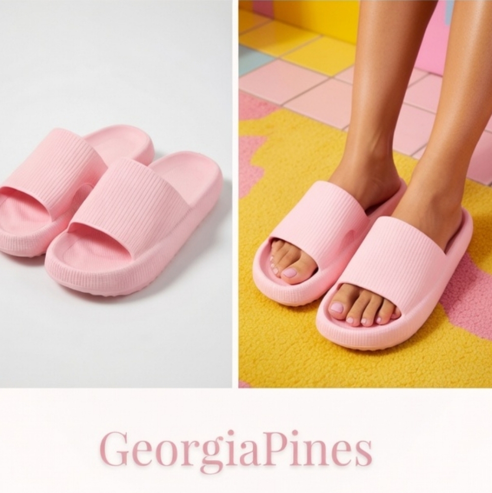 EVA Pillow Slides, Soft Sole Non-Slip Slides, Pink, Sizes 6.5/7, 8.5/9